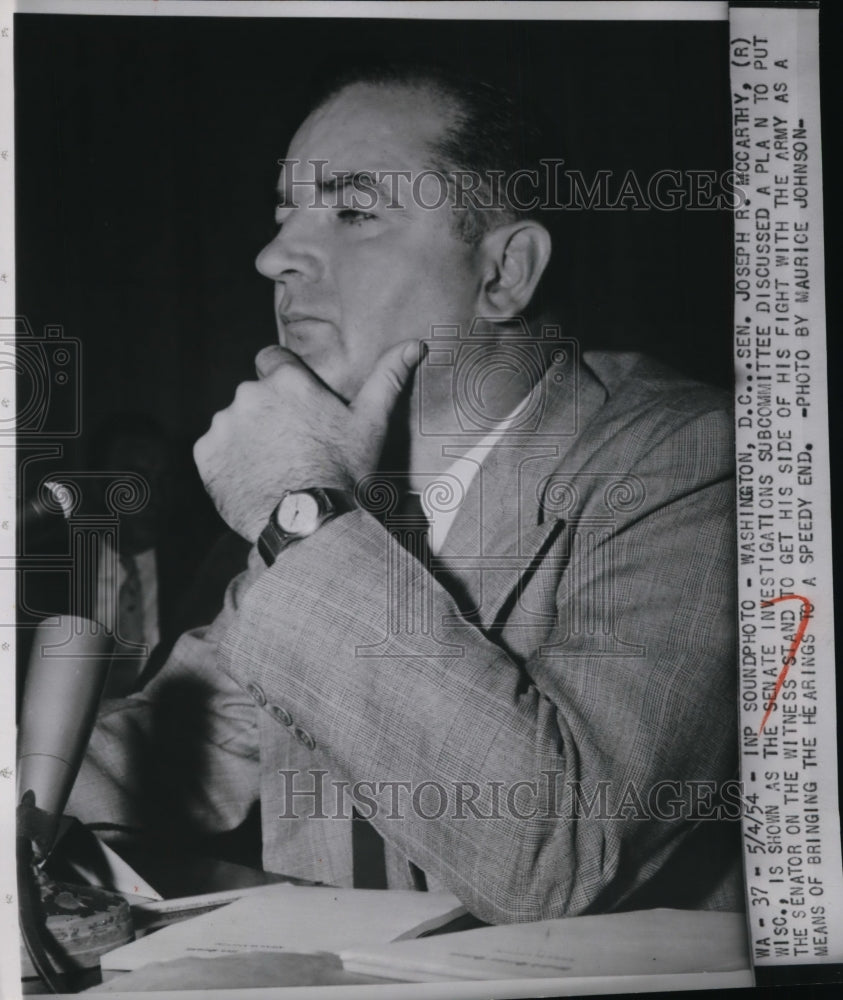 1954 Sen McCarthy Shown as Investigations Subcomm Discuss Plan - Historic Images