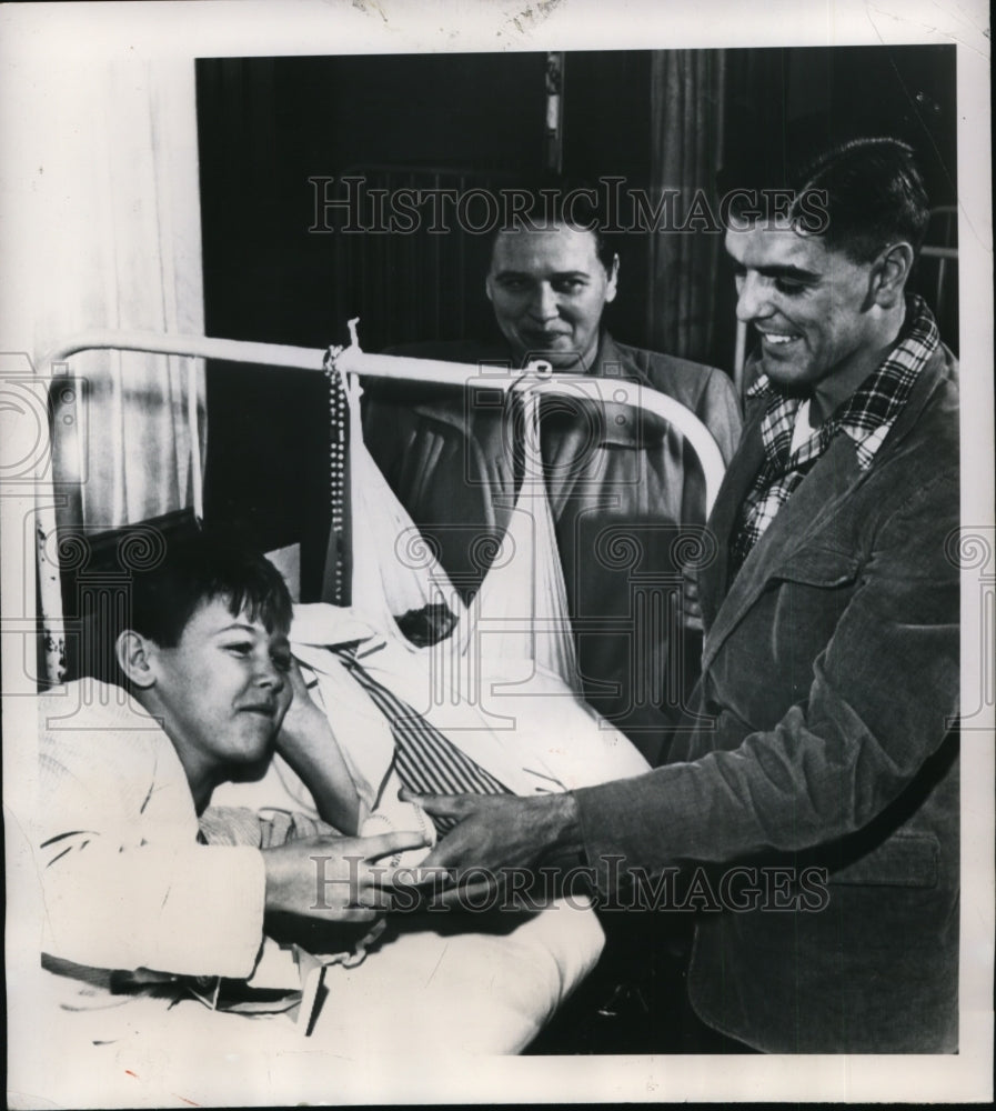 1949 Polio Victim Tommy Burns Given Ball by Curt Simmons, Allentown - Historic Images