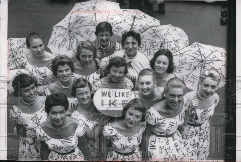 Press Photo Girls Campaigning for Dwight D. Eisenhower in San Francisco - Historic Images