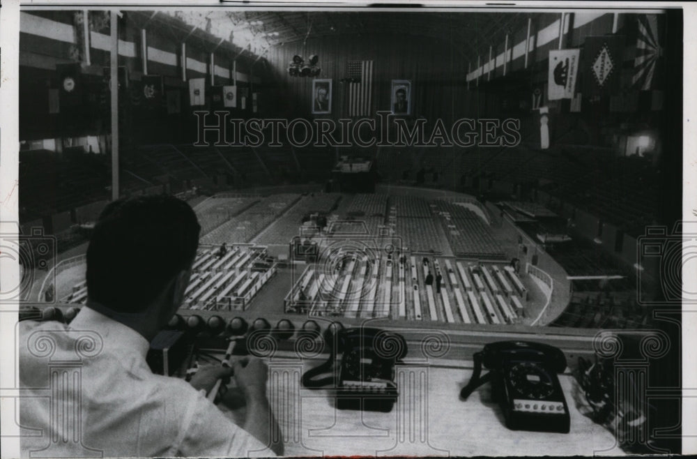 1956 Press Photo General View of San Francisco Cow Palace, from TV Control Room-Historic Images