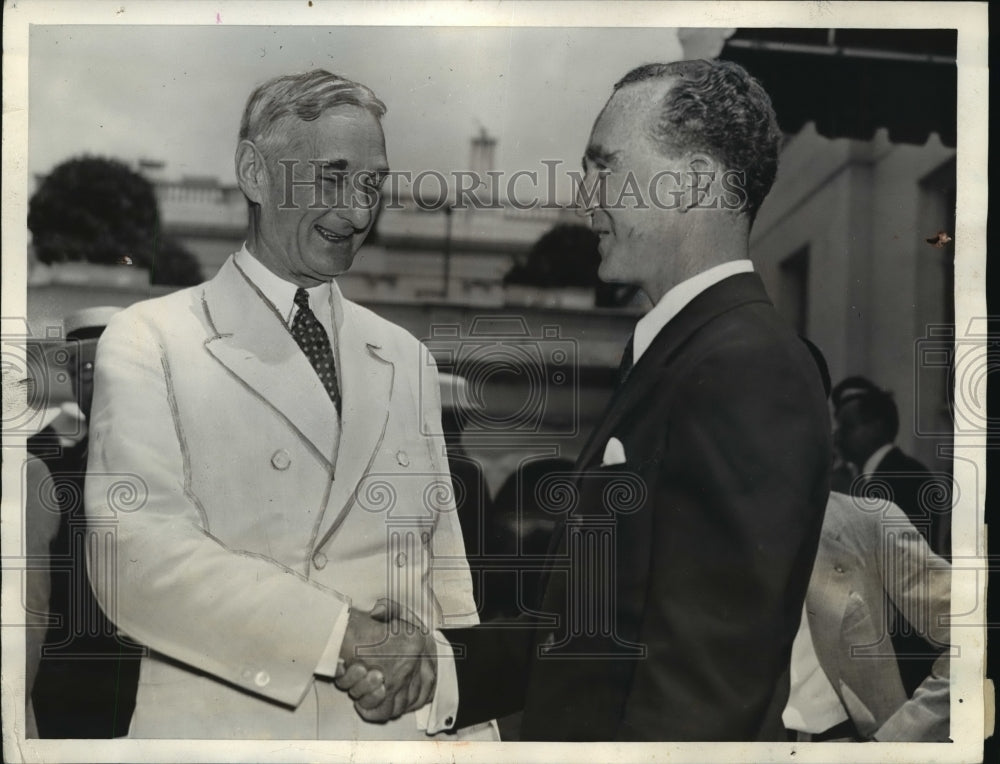 1936 Press Photo Senator William McAdoo Greets Governor Frank Murphy White House - Historic Images