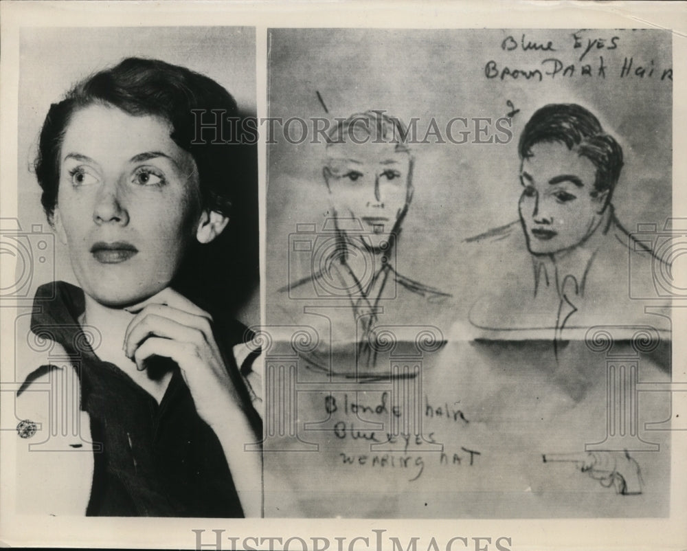 1953 Pres Photo Ms Bert Garrett Drew Two Men Who Tied Her & Club Owner in Sheets - Historic Images