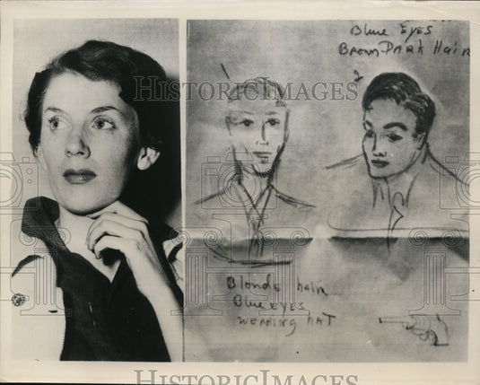 1953 Pres Photo Ms Bert Garrett Drew Two Men Who Tied Her & Club Owner in Sheets - Historic Images
