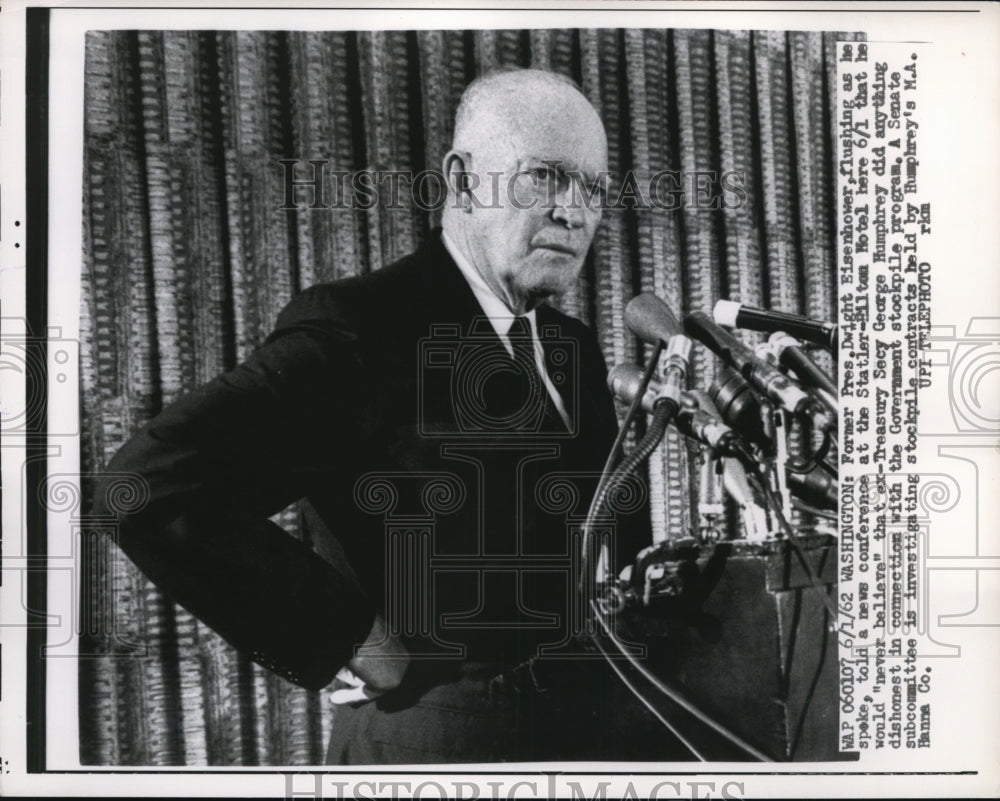 1962 Press Photo Dwight D. Eisenhower Statler-Hilton hotel News Conference - Historic Images