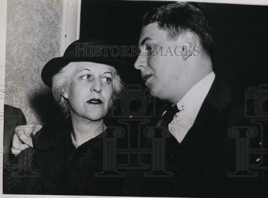 1938 Press Photo Murderer James W. Crabb & Mother at Inquest, Pekin, Illinois-Historic Images