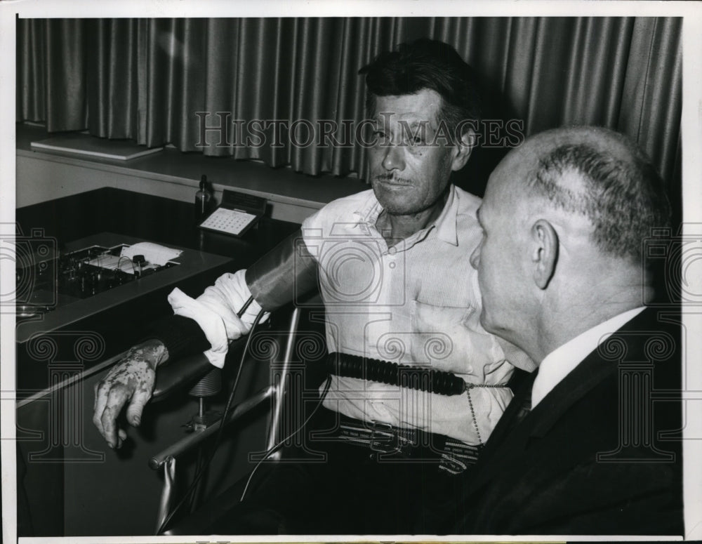 1960 Nikolas Gonzales with Robert Quinn, taking a lie test - Historic Images
