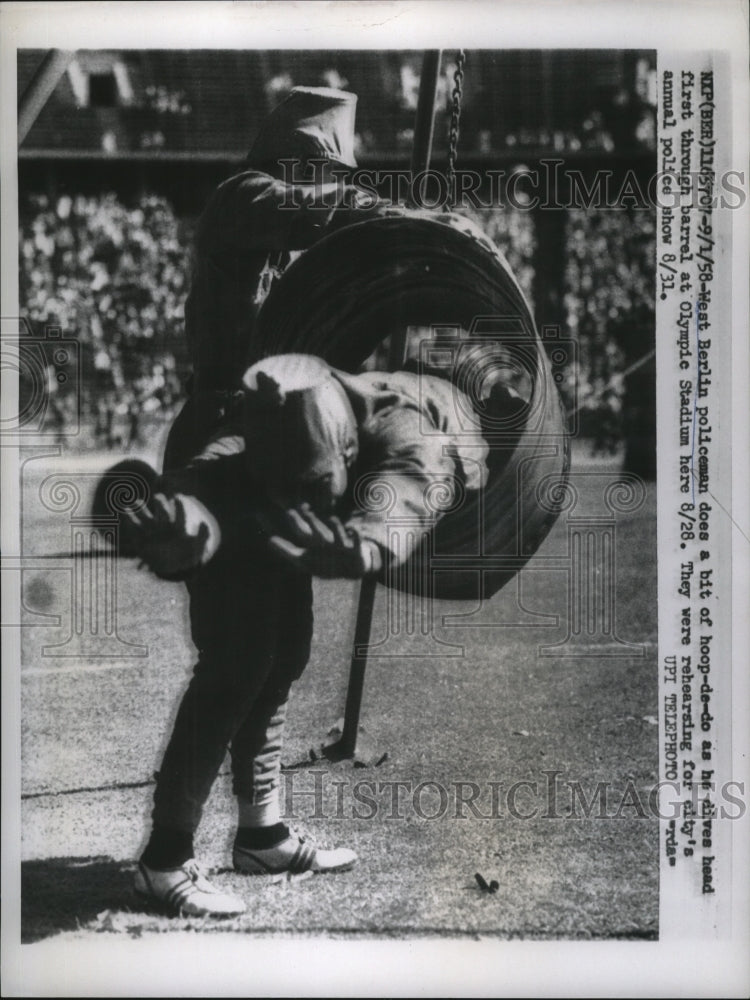 1958 West Berlin Policeman Rehearsing Show @ Olympic Stadium Germany - Historic Images