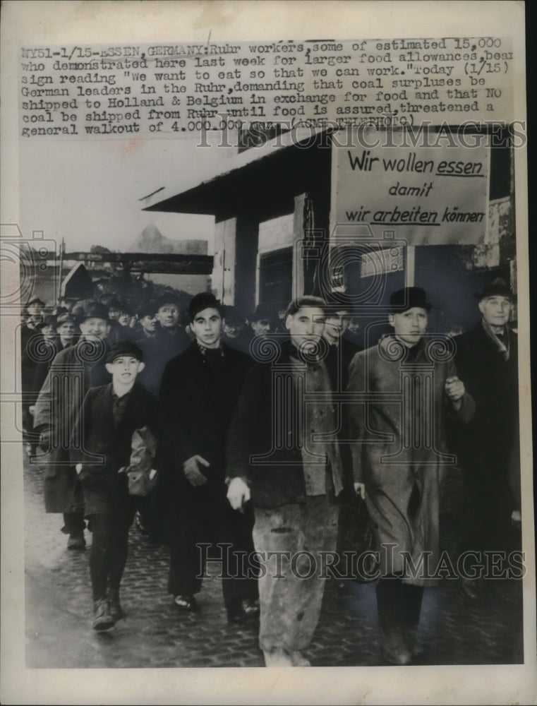 1948 Ruhr Workers in Food Allowance Line, Essen, Germany  - Historic Images