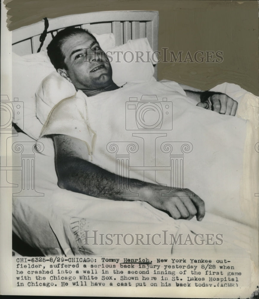 1949 Tommy Henrich NY Yankee Outfielder Suffered Serious Back Injury - Historic Images