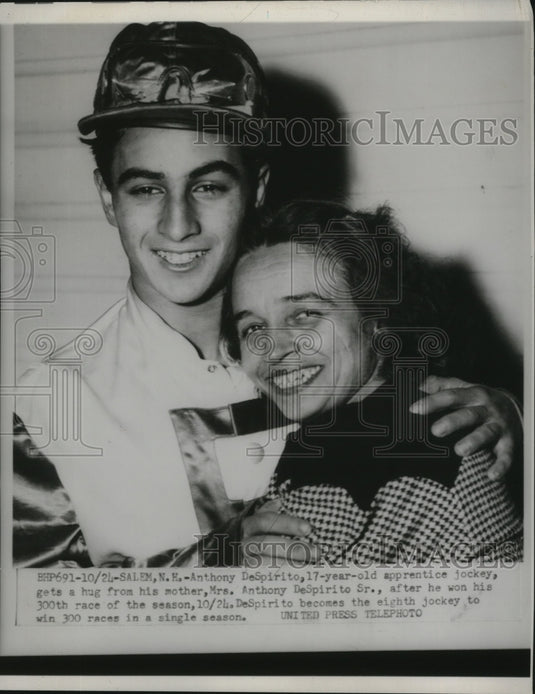 1962 Anthony DeSpirito Jockey & Mother Mrs Anthony DeSpirito Sr - Historic Images