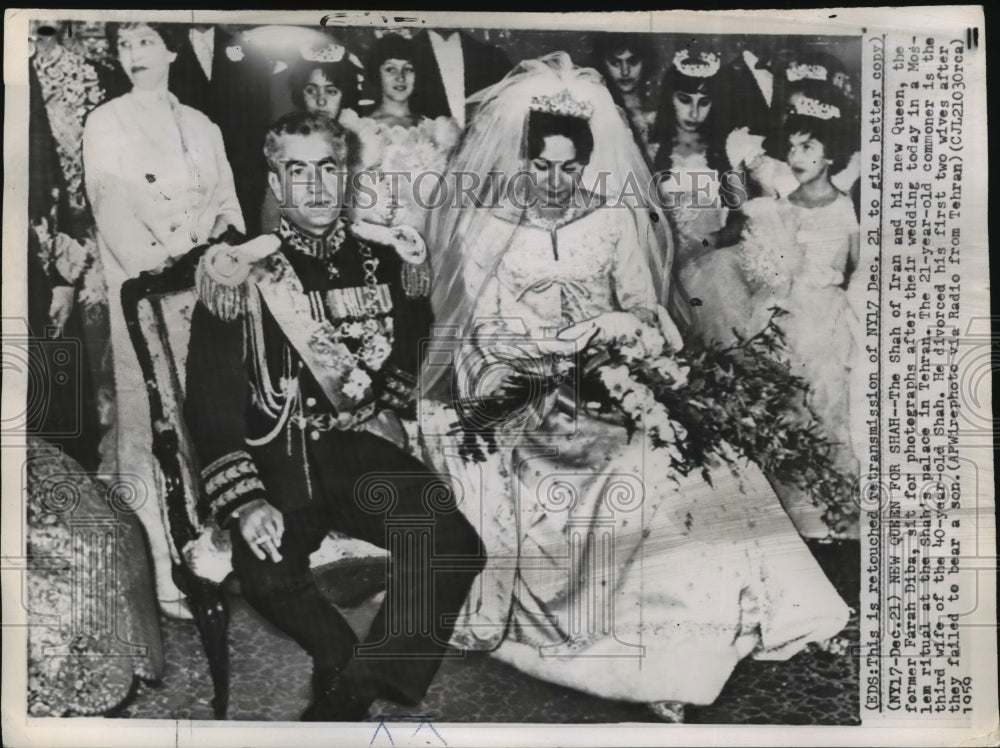 1959 Press Photo The Shah of Iran and his Queen Farah Diba after their Wedding-Historic Images