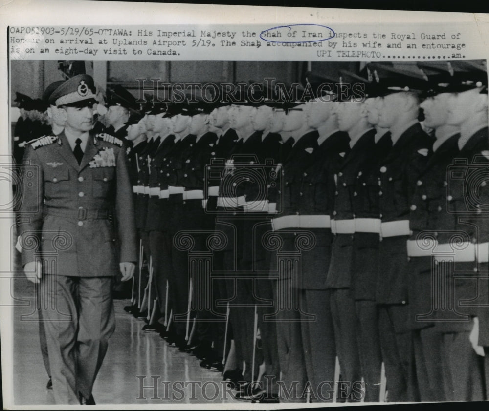 1965 Shah of Iran Mohammed Reza Pahlev Inspects Royal Guard, Ottawa - Historic Images