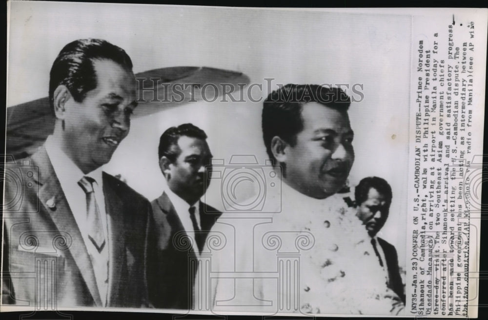 1964 Prince Norodom Sihanouk, Diosdado Macapagal at Manila Airport - Historic Images