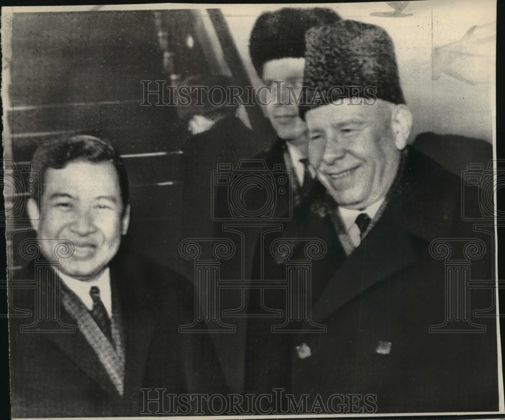1970 Norodom Sihanouk Welcomed to Moscow by Nikolai Podgorny - Historic Images