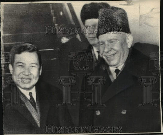1970 Norodom Sihanouk Welcomed to Moscow by Nikolai Podgorny - Historic Images