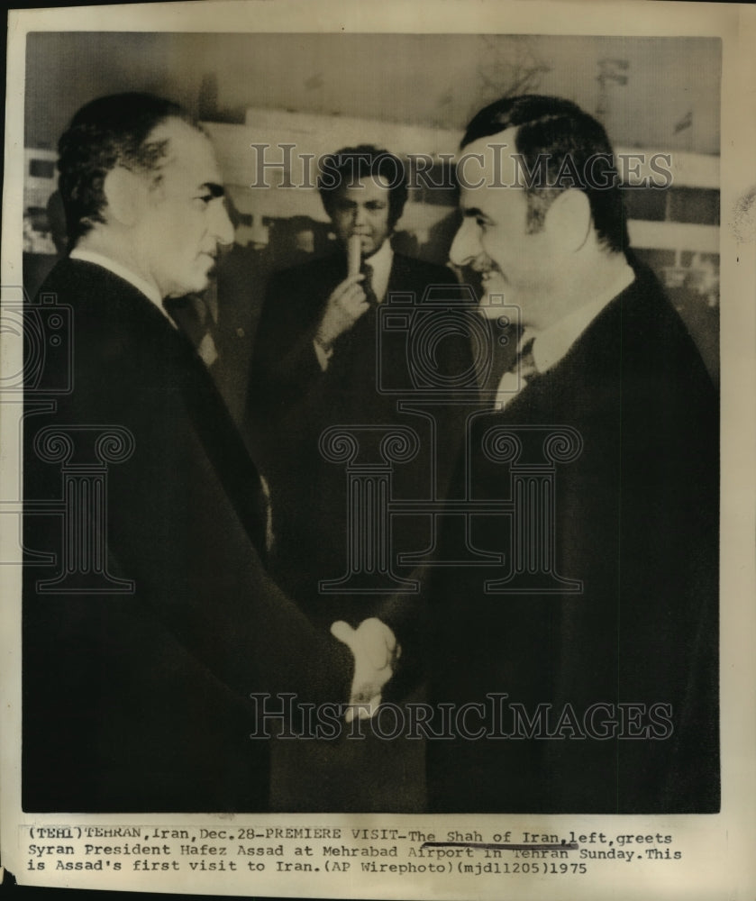 1975 Shah of Iran Greets Hafez Assad at Mehrbad Airport in Tehran - Historic Images