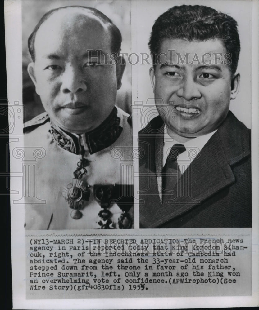 1955 Press Photo King Norodom Sihanouk, Cambodia Abdicated for Prince Suramarit-Historic Images