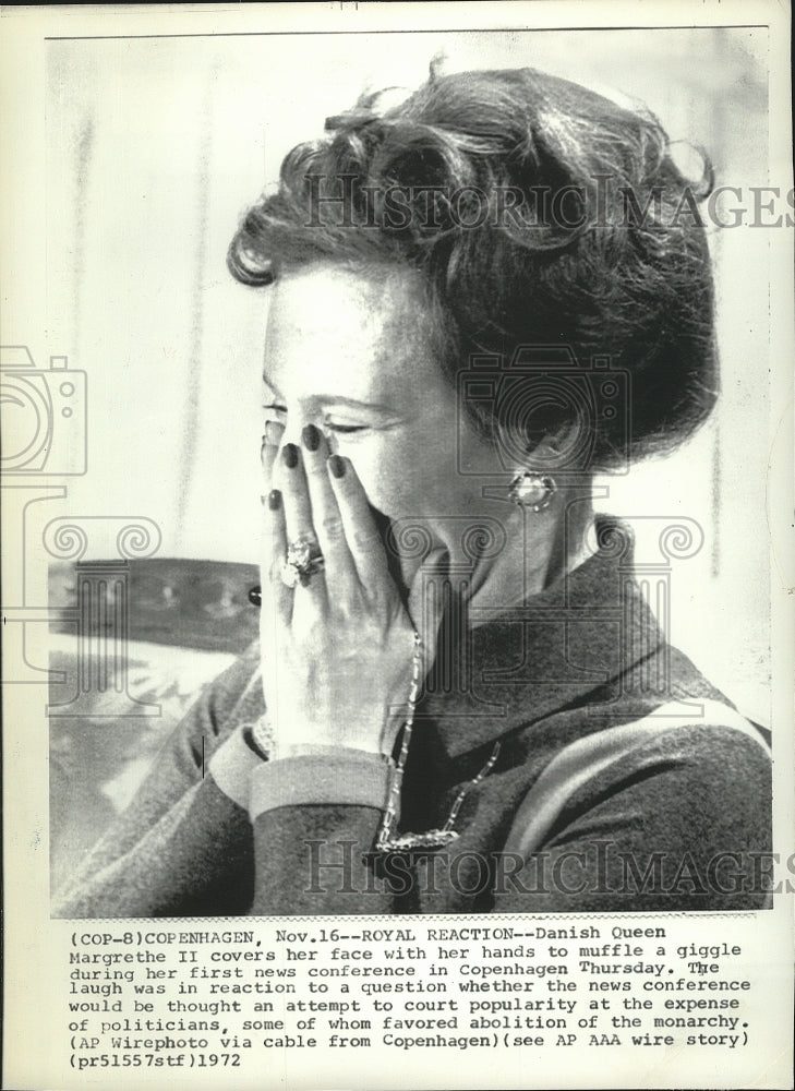 1972 Press Photo Danish Queen Margrethe II during her first conference-Historic Images