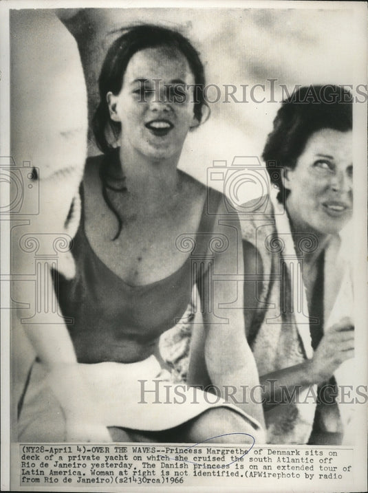 1956 Princess Margretha of Denmark Sits on Deck of Private Yacht - Historic Images