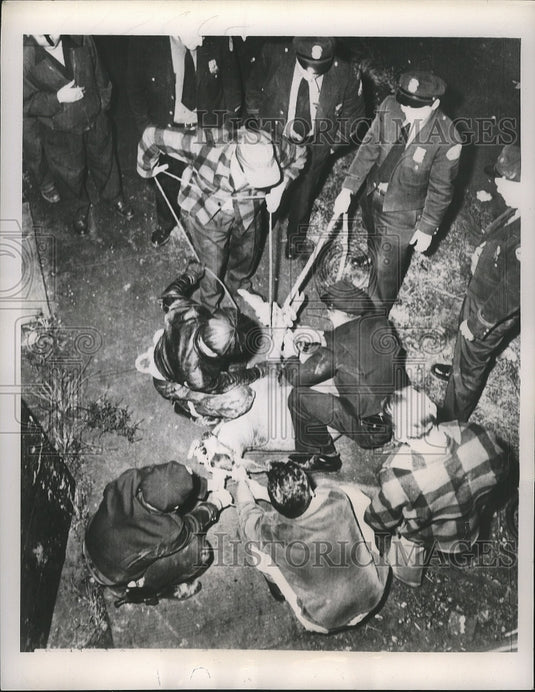 1953 Press Photo Police Trapped Wandering Deer & Dispatched Him to the City Zoo. - Historic Images