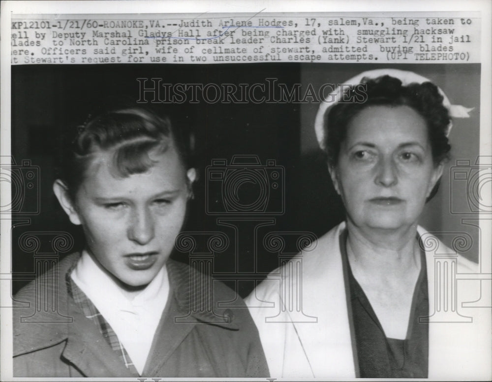 1960 Press Photo Judith Arlene Hodges led of smuggling hacksaw blades at prisons - Historic Images