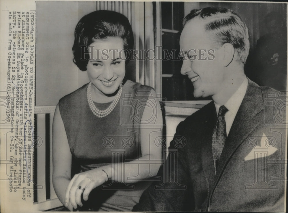 1967 Press Photo Denmark&#39;s Princess Benedikte Shows Engagement Ring - nef57560 - Historic Images