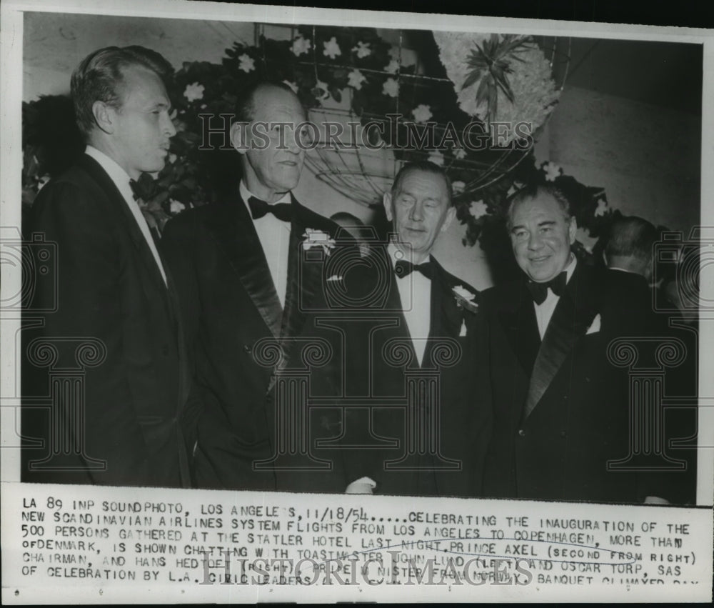 1954 Prince Axel Attends Scandinavian Airlines Inauguration, LA - Historic Images