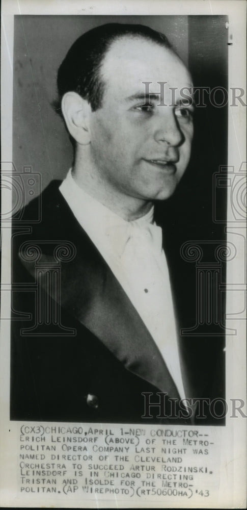 1943 Press Photo Erich Leinsdorf Director of the Cleveland Orchestra - Historic Images