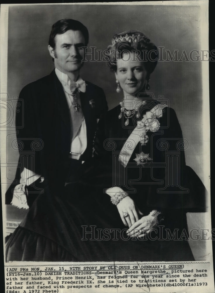1972 Press Photo Denmark's Queen Margrethe Pictured with Husband Prince Henrik-Historic Images