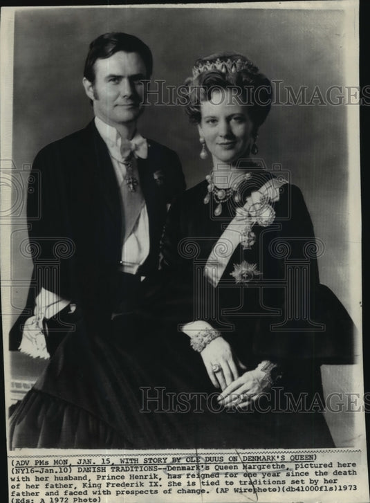 1972 Press Photo Denmark's Queen Margrethe Pictured with Husband Prince Henrik-Historic Images