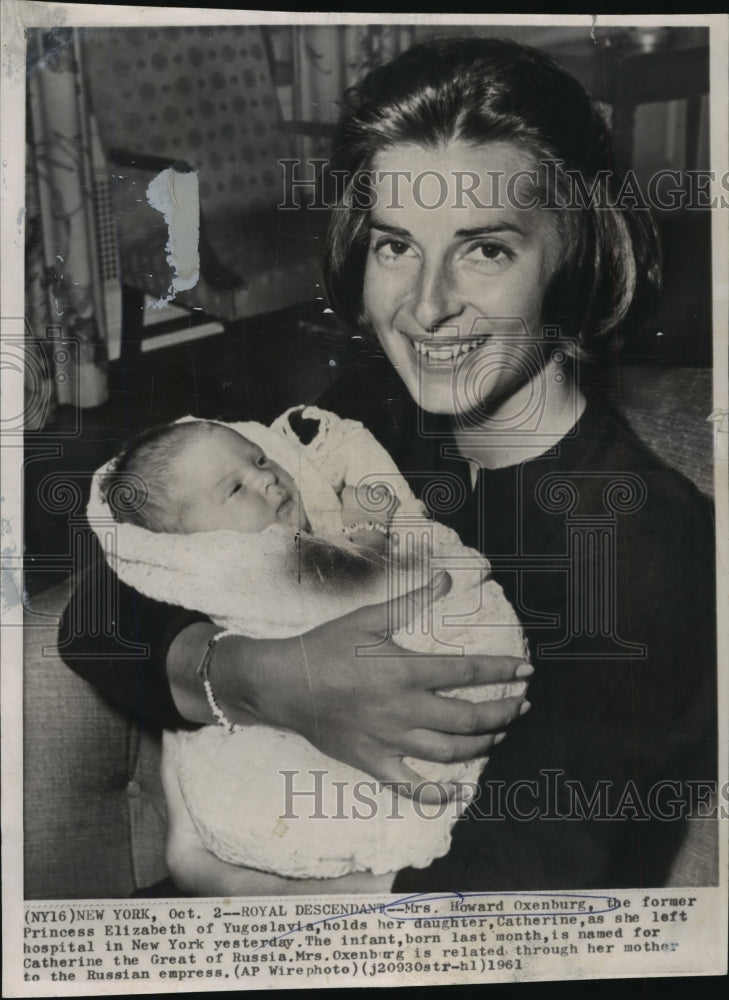 1961 Press Photo Mrs.Howard Oxenburg former Princess Elizabeth of Yugoslavia-Historic Images