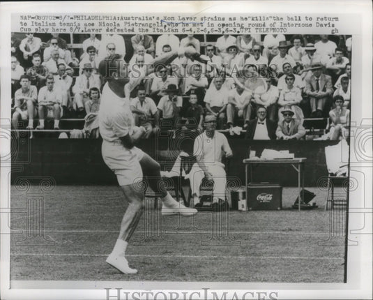 1959 Press Photo Ron Laver of Australia at Interzone Davis Cup Play-Historic Images