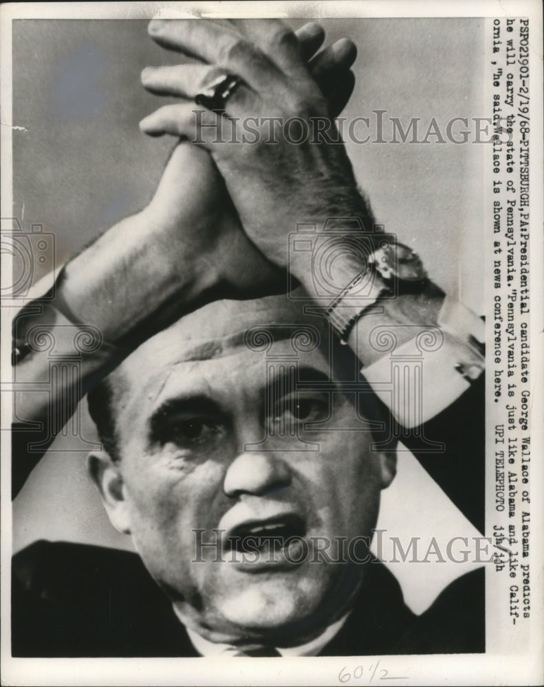 1968 Press Photo George Wallace of Alabama shown at News Conference - nef59416-Historic Images
