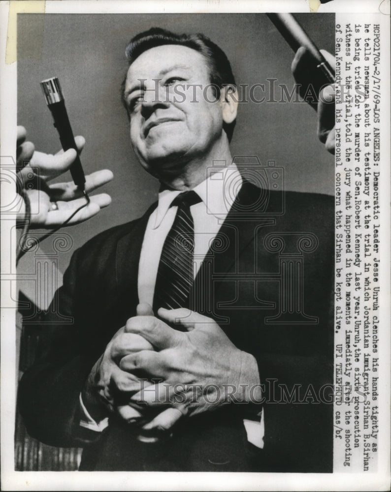 1969 Jesse Unruh, Democratic Leader talked with newsmen  - Historic Images