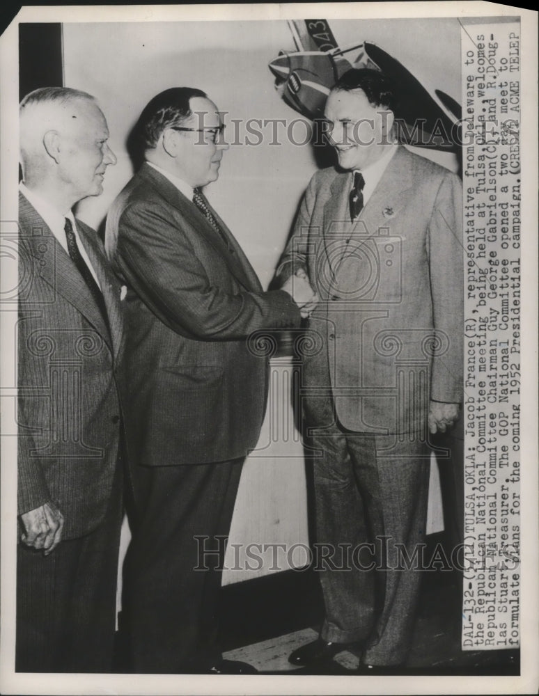 1951 Press Photo Jacob France, Guy George and R.Douglas of Republican Committee - Historic Images