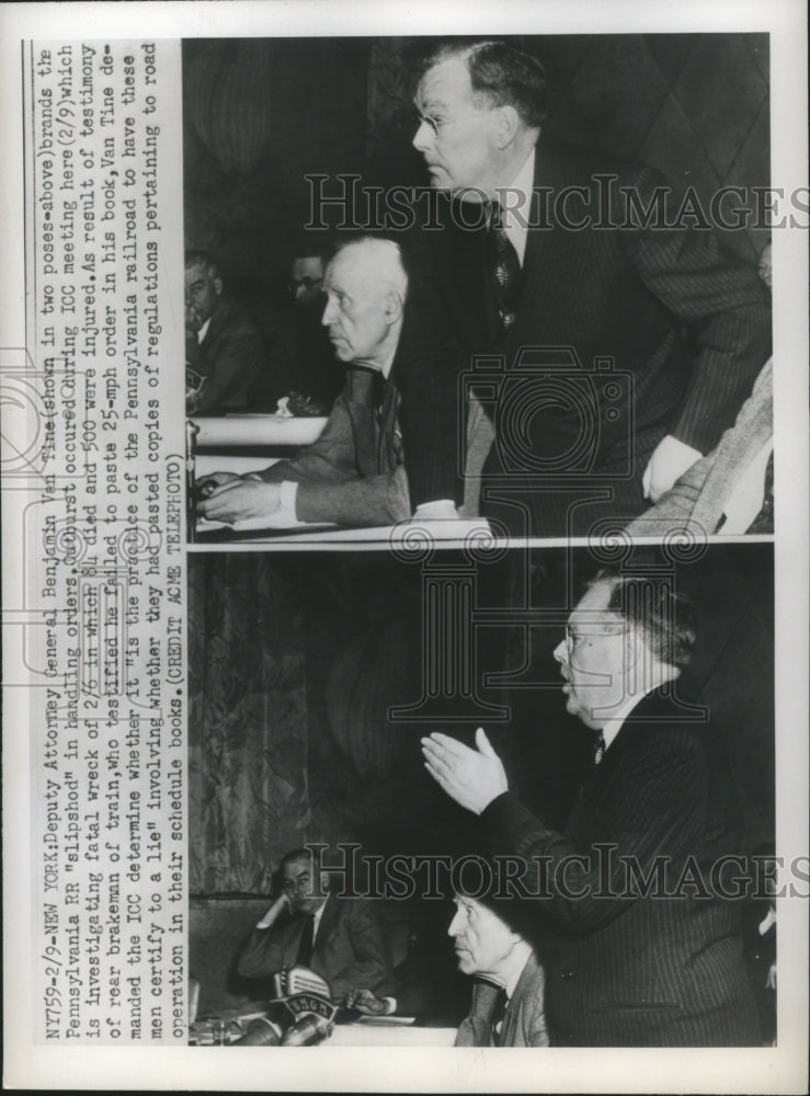 1951 Press Photo Deputy Atty.General Benjamin Van Tine during the ICC meeting-Historic Images