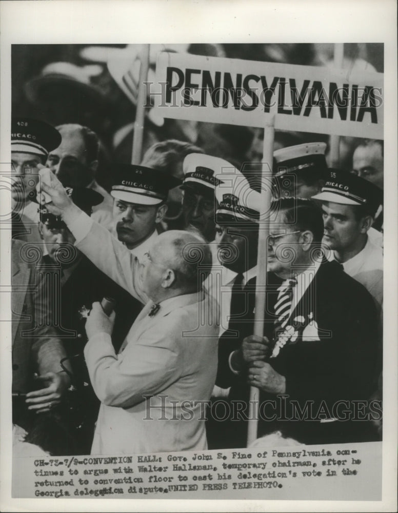 1952 Press Photo Gov.John S Fine of Pennsylvania argue with Walter Hallanan-Historic Images