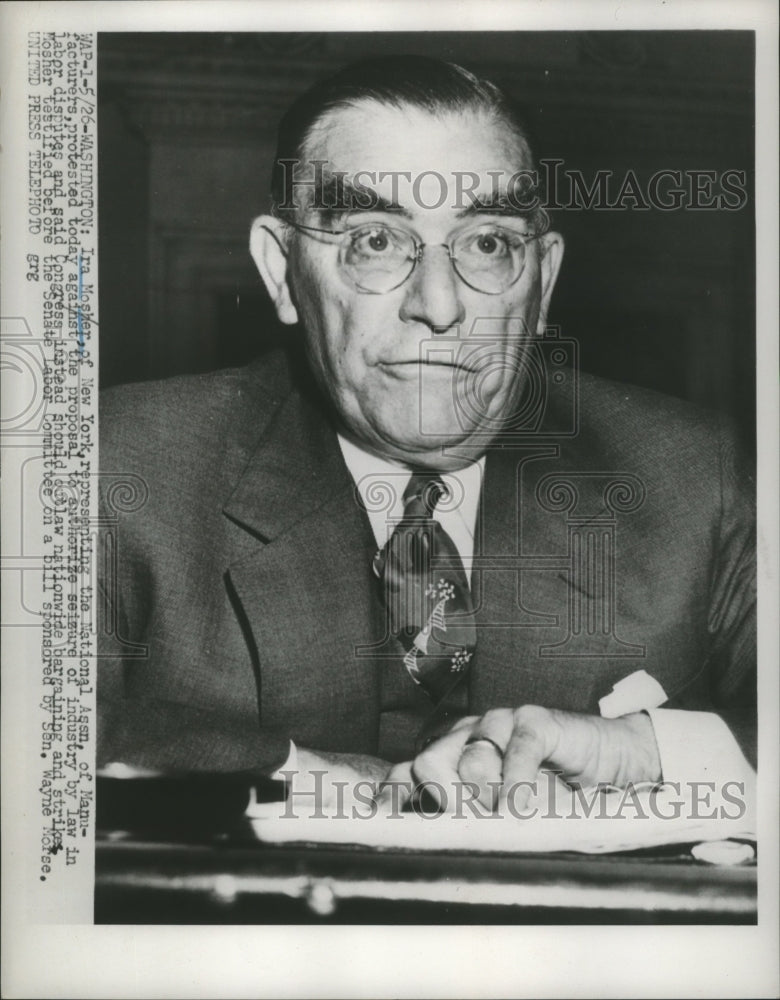 1952 Press Photo Ira Mosher of N.Y. represent National Assn. of Manufacturers-Historic Images