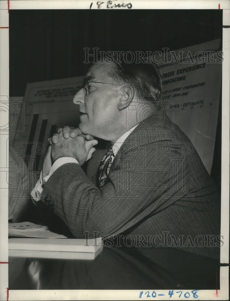 1945 Press Photo Ira Mosher, Pres.of National Assn. of Manufacturers at Senate-Historic Images