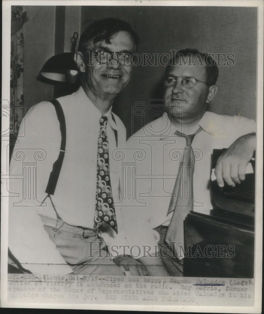 1946 Press Photo Gov. Eugene Talmadge of Georgia smiles as victory is announced-Historic Images