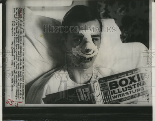 1965 Press Photo John Erb of Loyola Sophomore injured in Miami-Loyola Game - Historic Images
