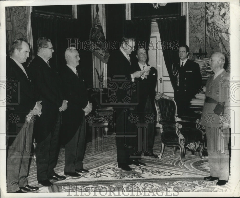 1969 Press Photo Generalissimo Francisco Franco meets with foreign press, Madrid-Historic Images