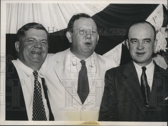 1938 Press Photo Raymond Willis, Homer Capeheart, Glenn Frank at Cornfield rally-Historic Images