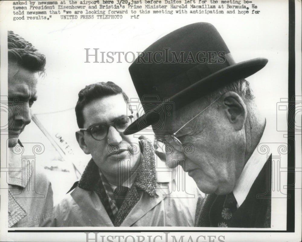 1957 Press Photo Dulles being questioned by newsmen at the airport - nef59961-Historic Images