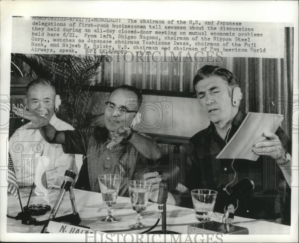 1971 Press Photo U.S. and Japanese chairmen talk about discussions they held-Historic Images