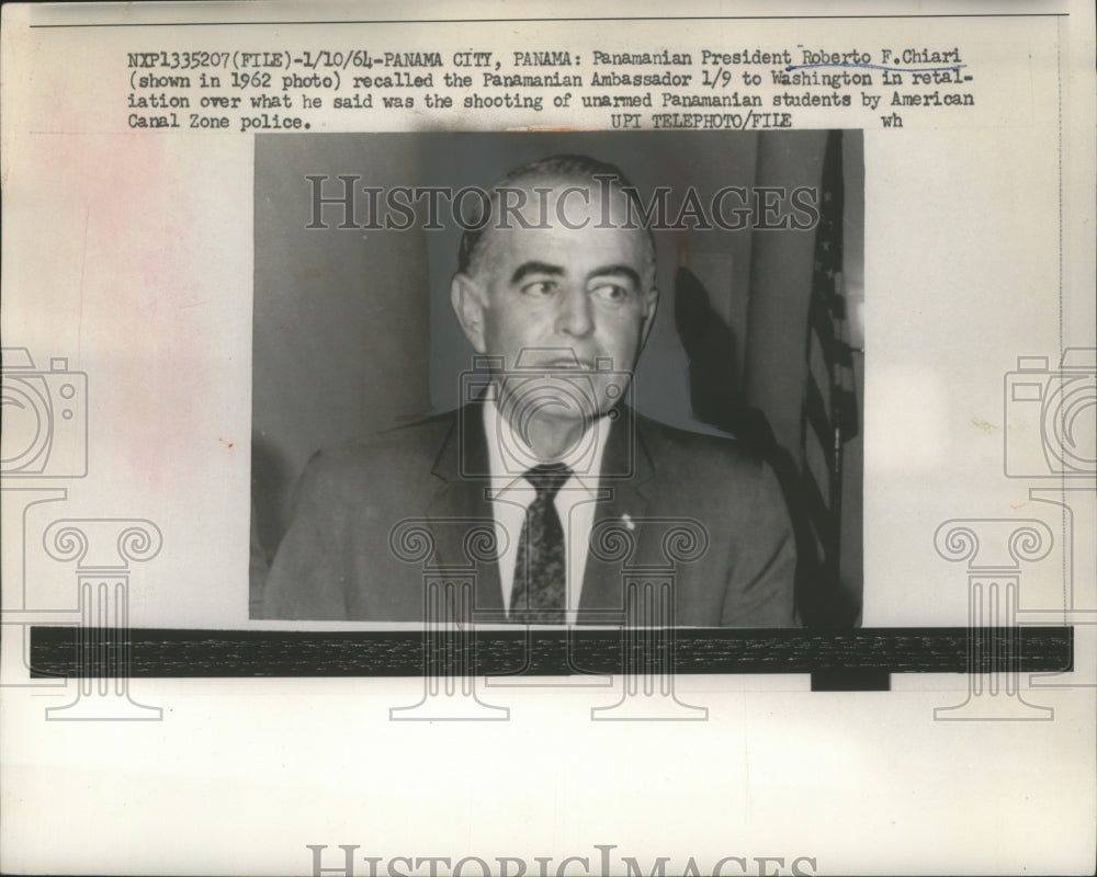 1964 Press Photo Roberto F. Chiari recalls Panamanian Ambassador to Washington - Historic Images