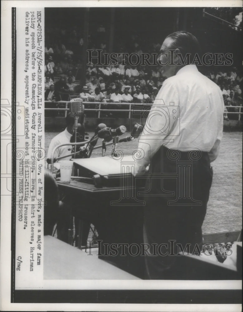 1956 Press Photo Gov Averell Harriman Made Major Farm Policy Speech - nef60166 - Historic Images