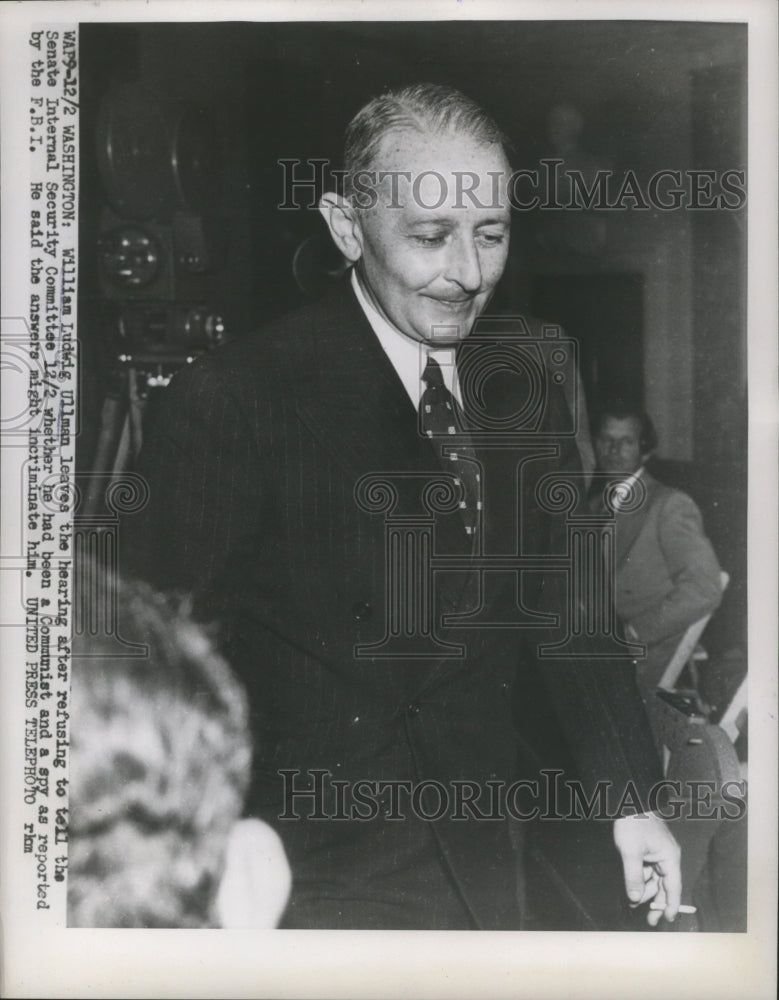 1953 Press Photo William Ludwig Ullman Leaves Senate Internal Security Committee - Historic Images