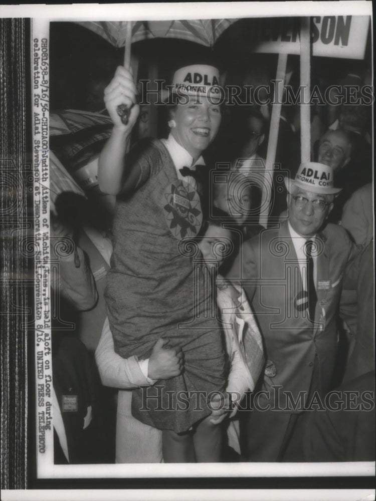 1956 Judith Aitken of Kansas during celebration for Adlai Stevenson - Historic Images