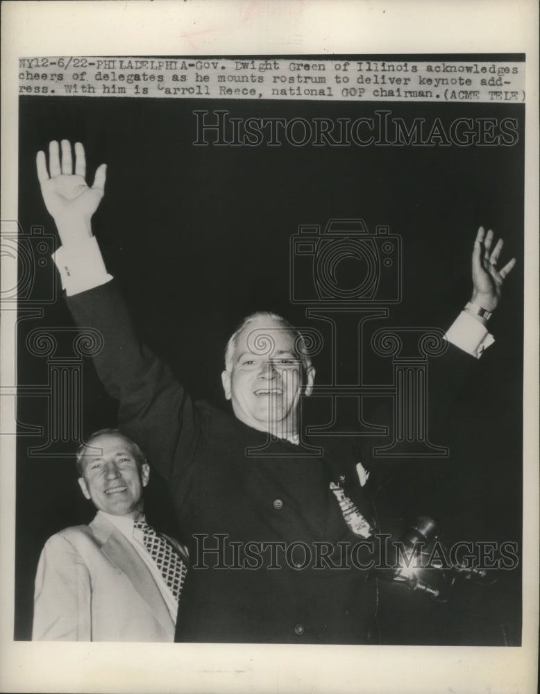 1948 Press Photo Gov. Dwight Green of Illinois acknowledges cheers of Delegates-Historic Images